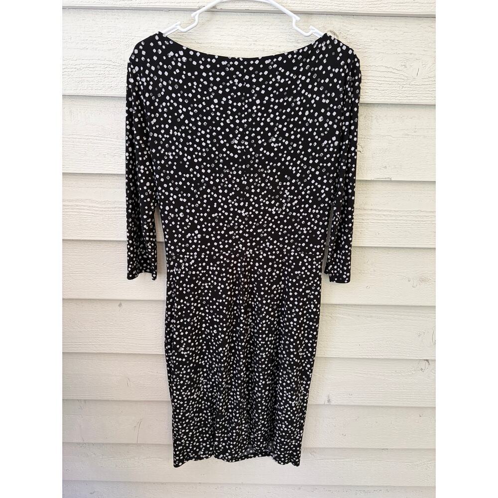 Lauren Ralph Lauren Black & White Polka Dot Ruched Dress – Size 12 - Picture 8 of 8
